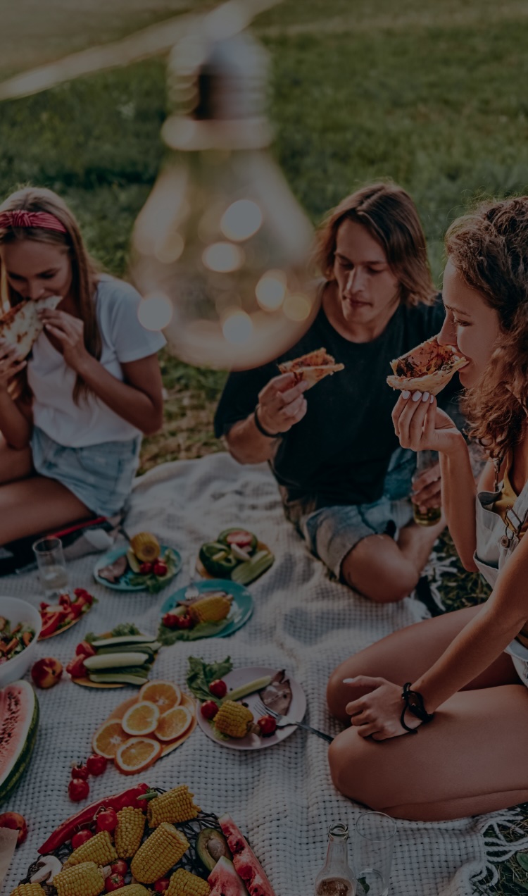A group of friends enjoy a sober summer picnic.